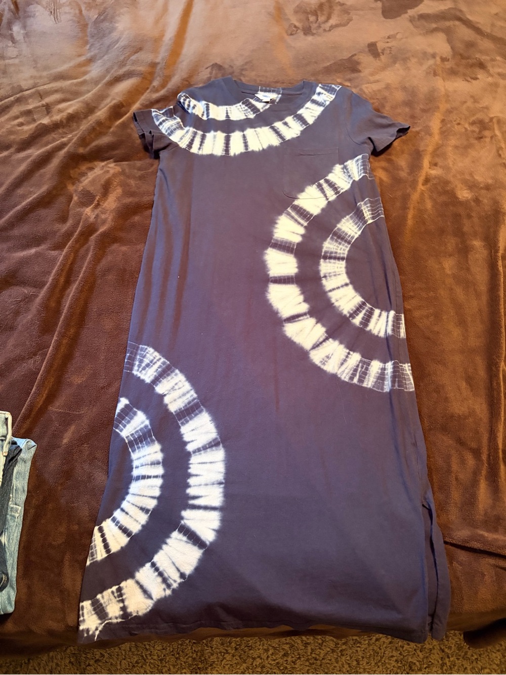 Time and Tru Navy and White Tie-Dye Midi Dress